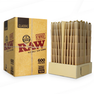 Raw Classic Bulk 70mm/ 24mm Cones - 600ct Display